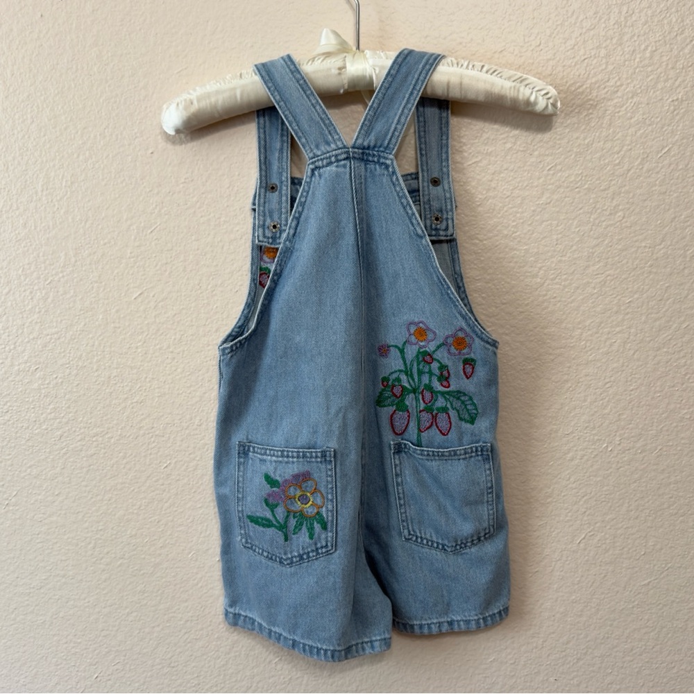 NEW. Floral-embroidered denim dungarees. Size 6 years. - Picture 3 of 10